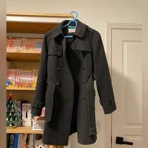 CARTELO dark grey long wool coat with belt